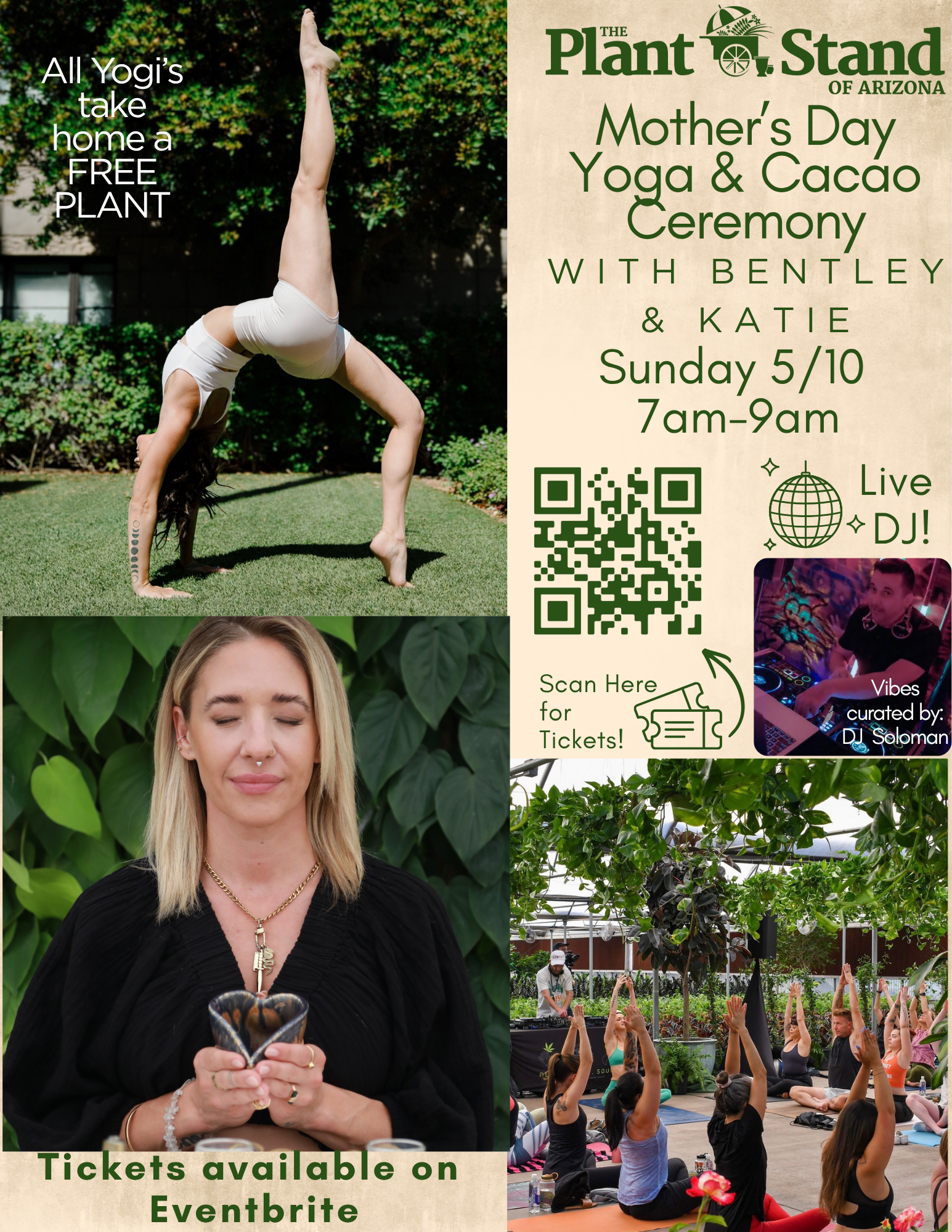 Mothers Day Yoga and Cacao In The Green House May 10th